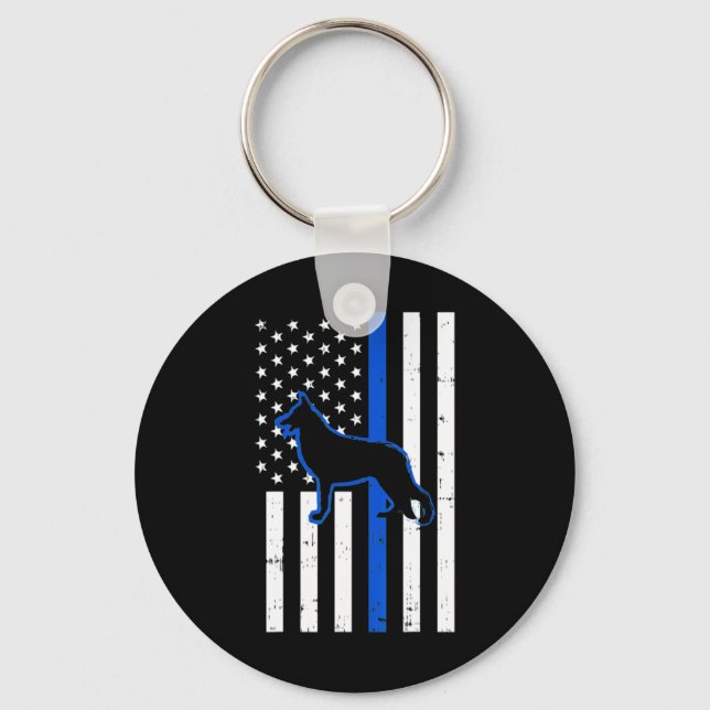 Porte-clés Chien de police berger allemand K9 Patriotique (Recto)