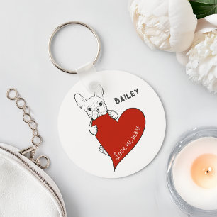 Porte-clés Chien de taureau français mignon personnalisé avec