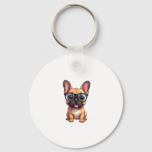 Porte-clés Chien de taureau français portant des lunettes