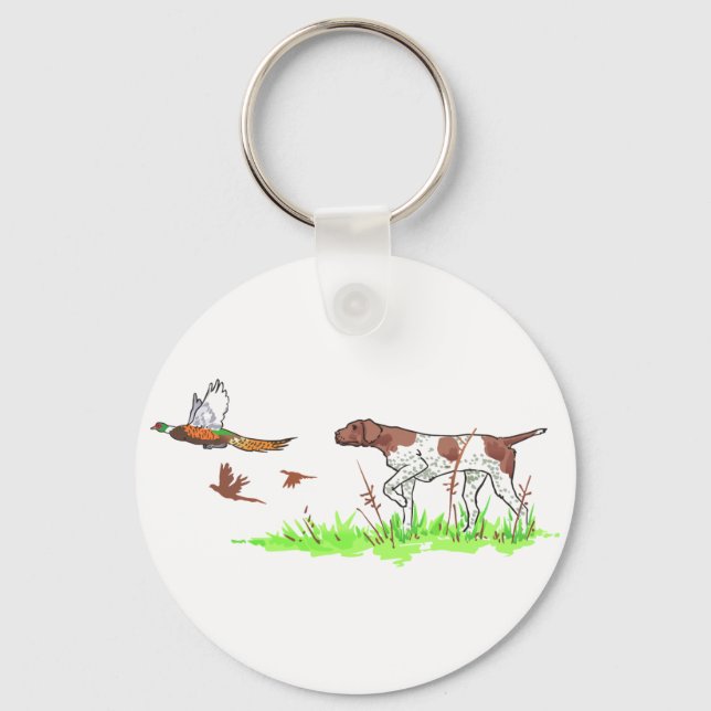 Porte-clés Chien d'oiseaux et faisans (Recto)