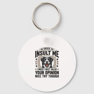 Porte-clés Chien drôle avis vintage t-shirt design_1