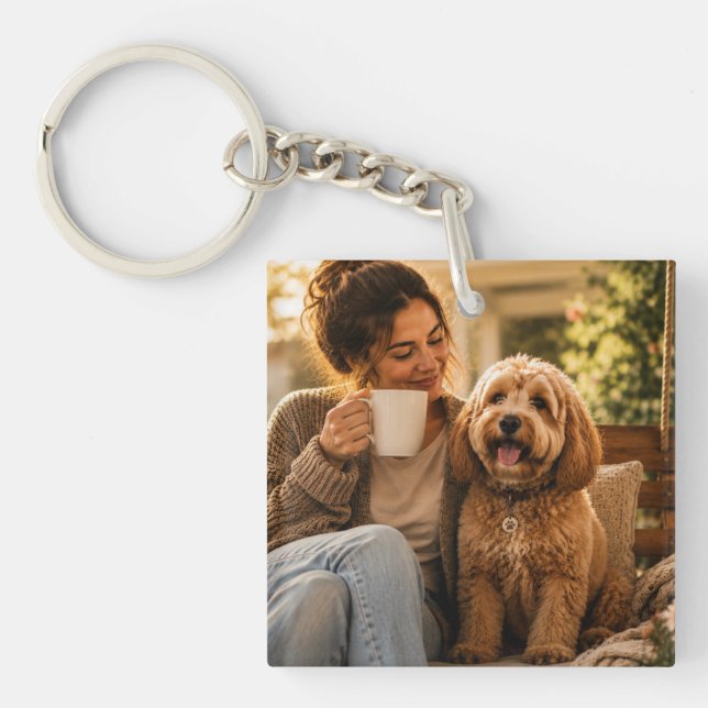 Porte-clés Chien et café (Devant)
