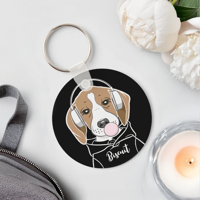 Porte-clés Chien frais avec Bubblegum mignon Beagle amusant (Créateur téléchargé)