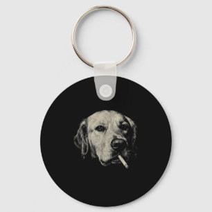 Porte-clés Chien fumant une cigarette mème drôle de golden re