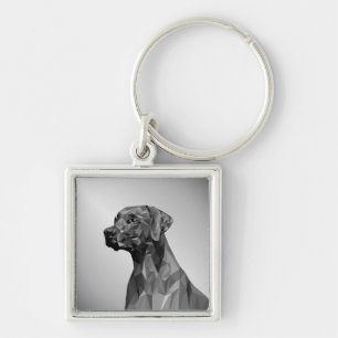 Porte-clés Chien géométrique gris