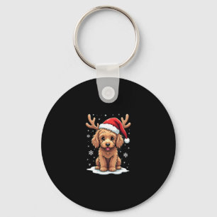 Porte-clés Chien Goldendoodle Noël Renne Fête Doodle