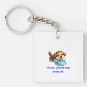 Porte-clés Chien Heureux Mignon Amateur d'Eau Design Inspiran