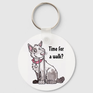 Porte-clés Chien "Il est temps de marcher" Porte - clé