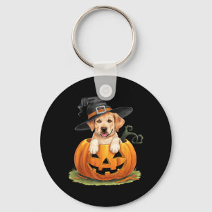 Porte-clés Chien labrador jaune Halloween citrouille
