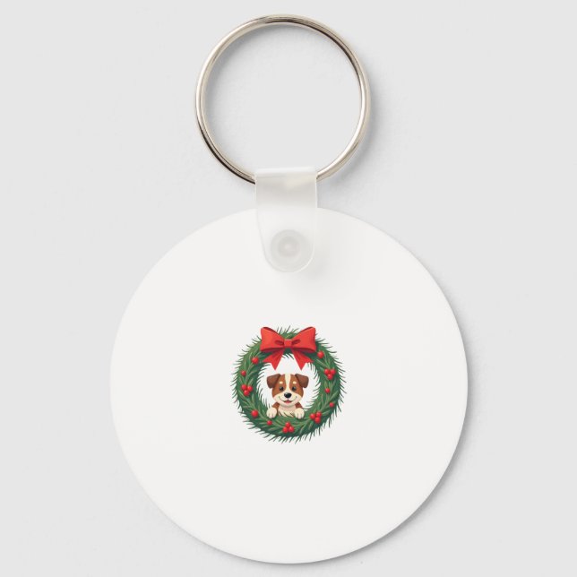 Porte-clés Chien mignon Nez Noël Wreath Noël Chien Maman D (Recto)