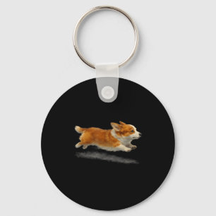 Porte-clés Chien mignon qui court drôle corgi qui court en ar