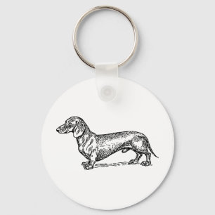 Porte-clés Chien noir et blanc de saucisse de teckel