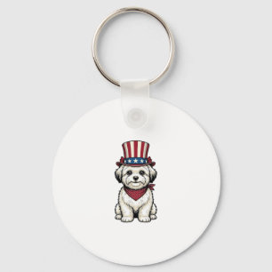 Porte-clés Chien Patriotique Gravure Vintage Design Vectoriel