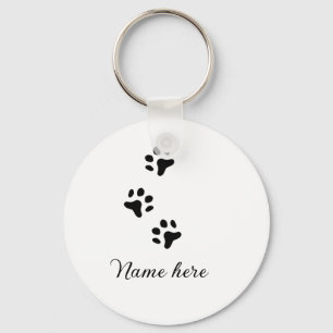 Porte-clés Chien patte noir animal ajouter nom texte animal p