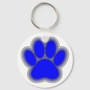 Porte-clés Chien Paw En Bleu Avec Contours