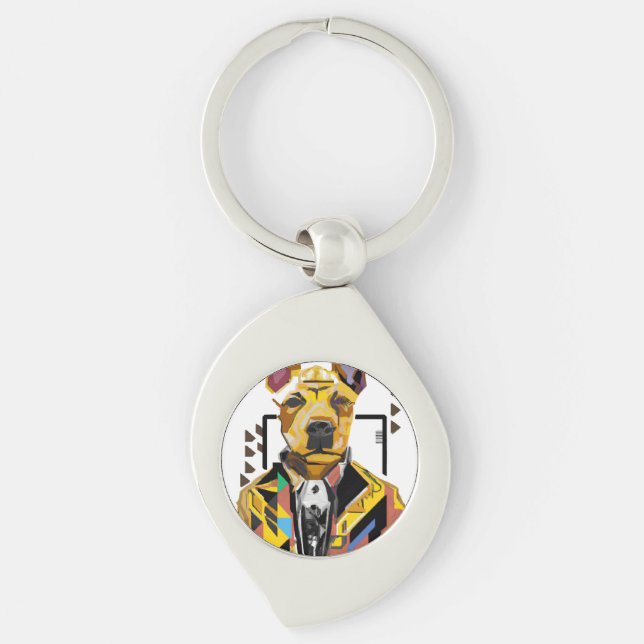Porte-clés Chien portant un costume : Art numérique (Devant)