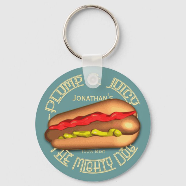 Porte-clés Chien puissant Hotdog personnalisé (Recto)