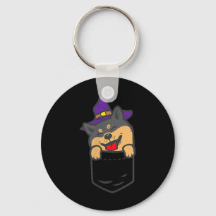 Porte-clés Chien Shiba Inu noir Poc Sorcière Halloween Chien