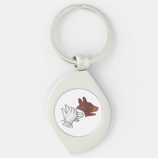 Porte-clés Chien Silhouette main Brown (Devant)