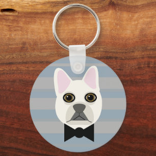 Porte-clés Chien-taureau français blanc, Grandes