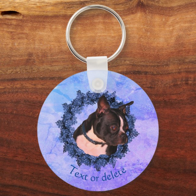 Porte-clés Chien Terrier de Boston Personnalisé (Recto)