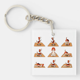 Porte-clés Chiens Beagles mignons Yoga Asana Poses