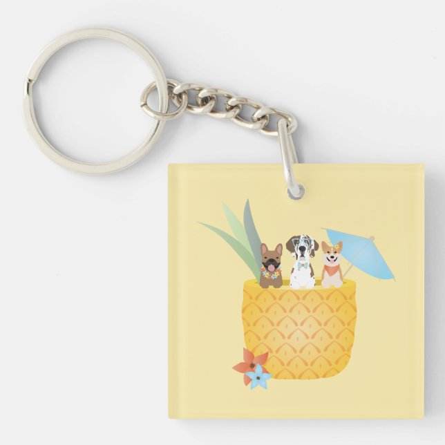Porte-clés Chiens d'ananas Pina Colada (Devant)