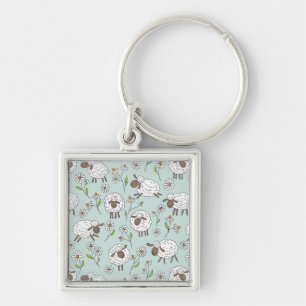 Porte-clés Chiens de comptage sur le bleu de verre de mer