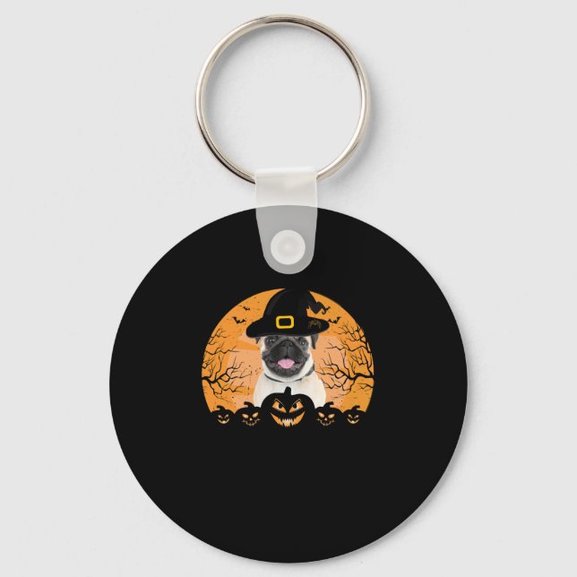 Porte-clés Chiens Jack-o-Lanterne, Casquette de sorcière carl (Recto)