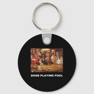 Porte-clés Chiens Jouer Pool Art Travail Chiots Snooker Poche