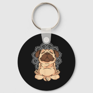 Porte-clés Chiens Pug Méditation Bouddha Zen Professeur de Yo