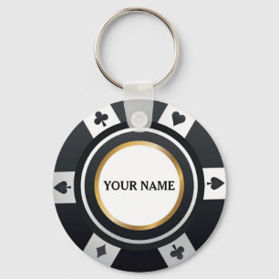 Porte-clés Chiffre de poker personnalisable noir blanc porte 
