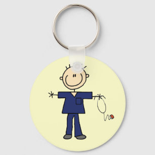 Porte-clés Chiffre masculin infirmière - bleu de bâton