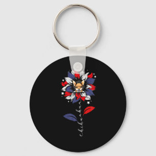 Porte-clés Chihuahua 4 juillet Tournesol patriotique