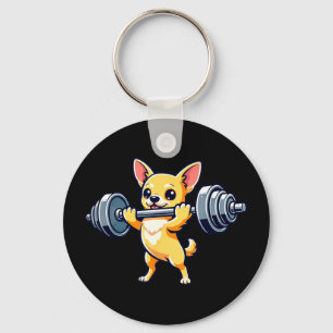 Porte-clés Chihuahua chien powerlifting musculation gymnase