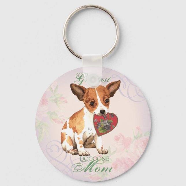 Porte-clés Chihuahua Heart Mom (Recto)