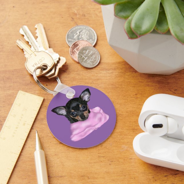 Porte-clés Chihuahua Noir et Tan Chihuahua (Bureau)