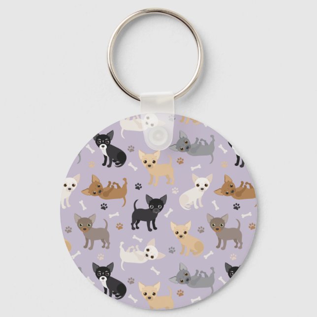 Porte-clés Chihuahua Os et pattes violet (Recto)