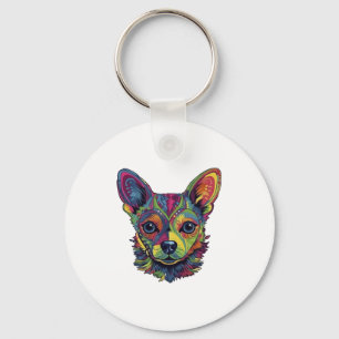 Porte-clés Chihuahua peinture Abstraite couleur mignonne chie