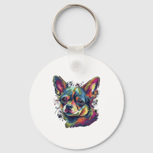 Porte-clés Chihuahua peinture Abstraite couleur mignonne chie