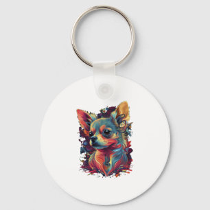 Porte-clés Chihuahua peinture Abstraite couleur mignonne chie
