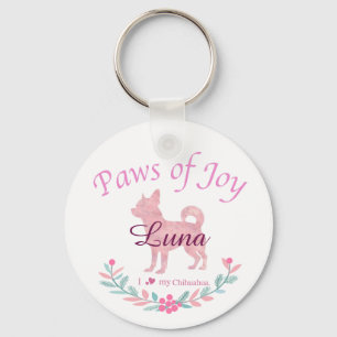 Porte-clés Chihuahua Rose Pâle Raffiné Noël Personnalisé