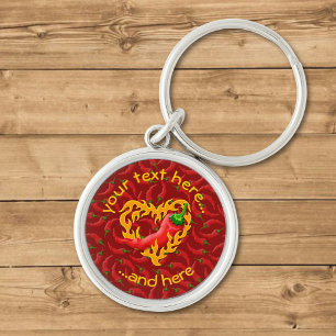 Porte-clés Chili Pepper with Flame Heart