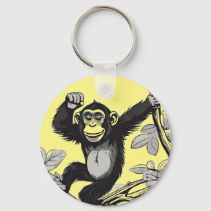 Porte-clés Chimpanzé mignon sur la branche accueille