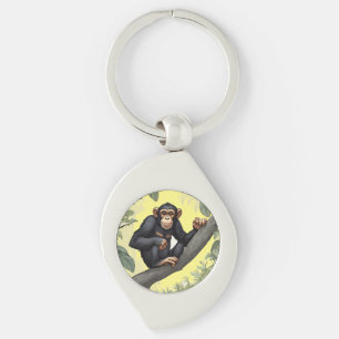 Porte-clés Chimpanzé mignon sur la branche accueille