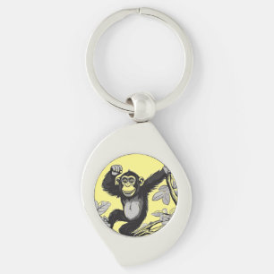 Porte-clés Chimpanzé mignon sur la branche accueille