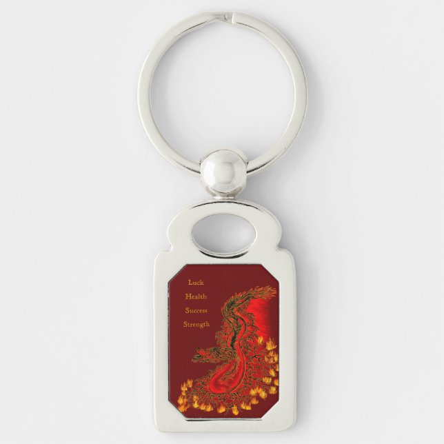 Porte-clés Chine Dragon rouge et or design (Devant)