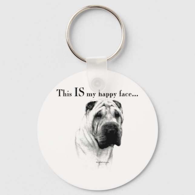 Porte-clés Chinois Shar Pei Joyeux Visage (Recto)