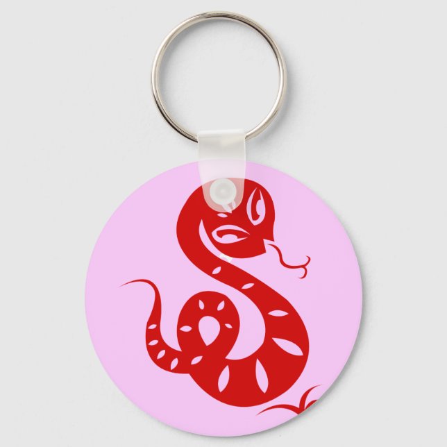 PORTE-CLÉS CHINOIS ZODIAC PAPERCUT SNAKE ILLUSTRÉ CHEMISE (Recto)