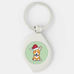 Porte-clés chiot de chien Corgi chapeau de Noël de Santa Pemb